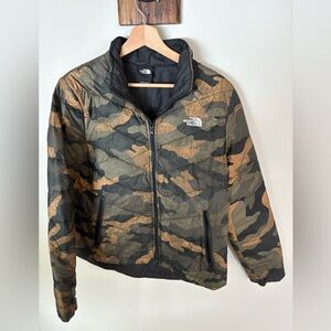 The North Face Women’s Green and Brown Camouflage Puffer Jacket